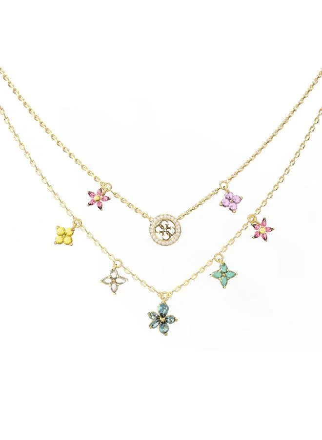GUESS Two Rows Flowers Layered Necklace